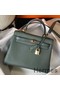 Hermes Kelly 25cm Retourne Bag In Vert Amande Clemence Leather Replica