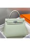 Hermes Kelly 25cm Retourne Bag In Vert Fizz Clemence Leather Replica