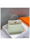 Hermes Kelly 25cm Retourne Bag In Vert Fizz Clemence Leather Replica