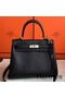 Hermes Kelly 25cm Retourne Handmade Bag In Black Swift Leather Replica