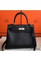 Hermes Kelly 25cm Retourne Handmade Bag In Black Swift Leather Replica