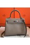 Hermes Kelly 25cm Retourne Handmade Bag In Grey Swift Leather Replica