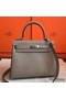 Hermes Kelly 25cm Retourne Handmade Bag In Grey Swift Leather Replica