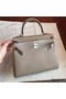 Hermes Kelly 25cm Retourne Handmade Bag In Grey Swift Leather Replica