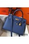 Hermes Kelly 25cm Sellier Bag In Agate Blue Epsom Leather Replica