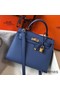 Hermes Kelly 25cm Sellier Bag In Agate Blue Epsom Leather Replica
