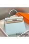 Hermes Kelly 25cm Sellier Bag In Blue Brume Epsom Leather Replica