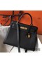 Hermes Kelly 28cm Bag In Black Clemence Leather GHW Replica