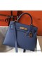 Hermes Kelly 28cm Bag In Blue Agate Epsom Leather GHW Replica