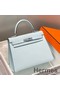 Hermes Kelly 28cm Bag In Blue Brume Epsom Leather PHW Replica