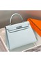 Hermes Kelly 28cm Bag In Blue Brume Epsom Leather PHW Replica