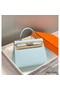 Hermes Kelly 28cm Bag In Blue Brume Epsom Leather PHW Replica