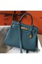 Hermes Kelly 28cm Bag In Blue Jean Clemence Leather GHW Replica