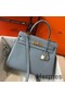 Hermes Kelly 28cm Bag In Blue Lin Clemence Leather GHW Replica