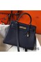 Hermes Kelly 28cm Bag In Dark Blue Clemence Leather PHW Replica