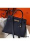 Hermes Kelly 28cm Bag In Dark Blue Clemence Leather PHW Replica
