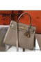 Hermes Kelly 28cm Bag In Gris Tourterelle Clemence Leather GHW Replica