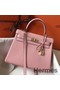Hermes Kelly 28cm Bag In Pink Clemence Leather GHW Replica