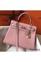 Hermes Kelly 28cm Bag In Pink Clemence Leather GHW Replica