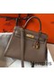 Hermes Kelly 28cm Bag In Taupe Grey Clemence Leather GHW Replica