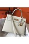 Hermes Kelly 28cm Bag In White Epsom Leather GHW Replica