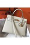 Hermes Kelly 28cm Bag In White Epsom Leather GHW Replica