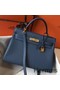 Hermes Kelly 32cm Bag In Blue Agate Clemence Leather GHW Replica