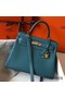 Hermes Kelly 32cm Bag In Blue Jean Clemence Leather GHW Replica