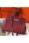 Hermes Kelly 32cm Bag In Bordeaux Clemence Leather PHW Replica