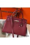 Hermes Kelly 32cm Bag In Bordeaux Clemence Leather PHW Replica