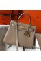 Hermes Kelly 32cm Bag In Gris Tourterelle Clemence Leather GHW Replica