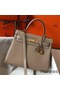 Hermes Kelly 32cm Bag In Gris Tourterelle Clemence Leather GHW Replica