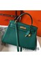 Hermes Kelly 32cm Bag In Malachite Clemence Leather GHW Replica