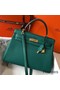 Hermes Kelly 32cm Bag In Malachite Clemence Leather GHW Replica