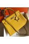 Hermes Kelly 32cm Bag In Yellow Clemence Leather GHW Replica