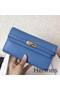 Hermes Kelly Classic Long Wallet In Blue Jean Epsom Leather Replica