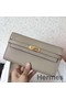 Hermes Kelly Classic Long Wallet In Grey Epsom Leather Replica