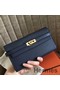 Hermes Kelly Classic Long Wallet In Navy Epsom Leather Replica