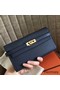 Hermes Kelly Classic Long Wallet In Navy Epsom Leather Replica
