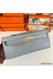 Hermes Kelly Cut Handmade Bag in Blue Lin Epsom Calfskin Replica