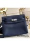 Hermes Kelly Danse Handmade Bag In Blue Swift Leather Replica