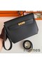 Hermes Kelly Depeches 25 Pouch in Black Epsom Calfskin Replica