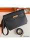 Hermes Kelly Depeches 25 Pouch in Black Epsom Calfskin Replica