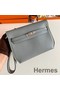 Hermes Kelly Depeches 25 Pouch in Blue Lin Epsom Calfskin Replica