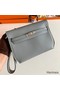 Hermes Kelly Depeches 25 Pouch in Blue Lin Epsom Calfskin Replica