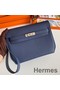 Hermes Kelly Depeches 25 Pouch in Blue Saphir Epsom Calfskin Replica