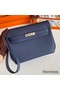 Hermes Kelly Depeches 25 Pouch in Blue Saphir Epsom Calfskin Replica