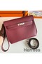 Hermes Kelly Depeches 25 Pouch in Bordeaux Epsom Calfskin Replica