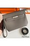 Hermes Kelly Depeches 25 Pouch in Etain Epsom Calfskin Replica