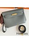 Hermes Kelly Depeches 25 Pouch in Vert Amande Epsom Calfskin Replica